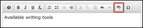 Writing toolbar with the Spell Check button indicated.