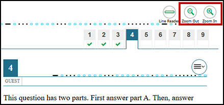 Zoom Out and Zoom In buttons called out. The Line Reader button is also visible.
