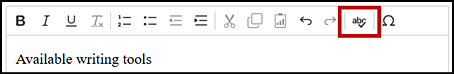 Writing toolbar with the Spell Check button indicated.