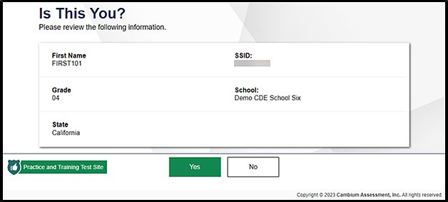 Is This You? student verification screen