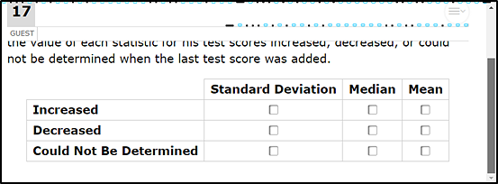 Sample table-match question.