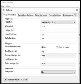 Page Properties settings