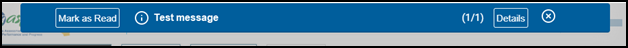 Sample alert banner at the top of the Test Administrator Interface.