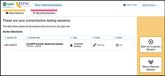 Active Sessions tab with Start a New Session Now button.