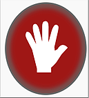 White hand within a red circle
