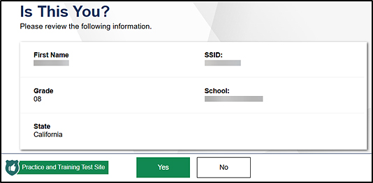 Is This You? screen in the student interface, followed by sample student information.