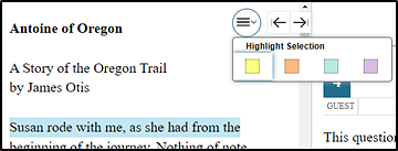 Top of a sample passage with the context menu open to show Highlight Selection.