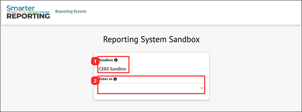 CERS sandbox login screen.