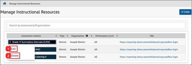 resource management options: edit and delete.