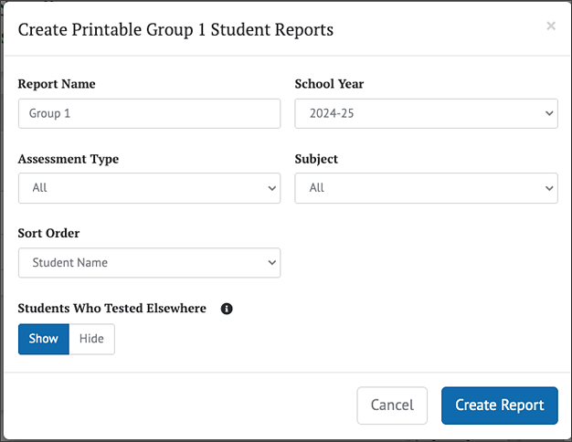 Create Printable student Reports.