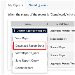 Download report data option.