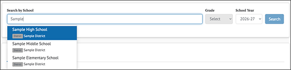 Sample drop-down list with search