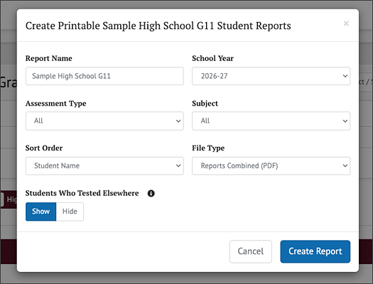 Sample context menu