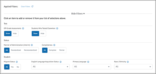 Advanced Filters button with toggle options