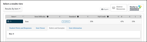 Rubric and Exemplar tab.