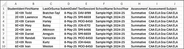 CSV file downloaded.