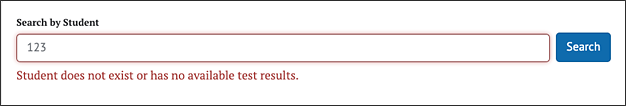 Search by Student message when results are not found.