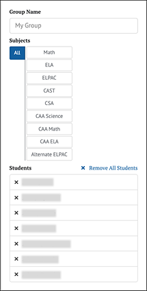 New Group Definition Screen.