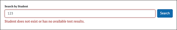 Search by Student message when results are not found.