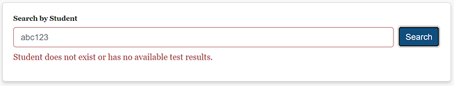 Search by Student message when results are not found.