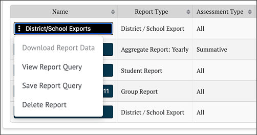 Custom Aggregate Report for District and School Exports.