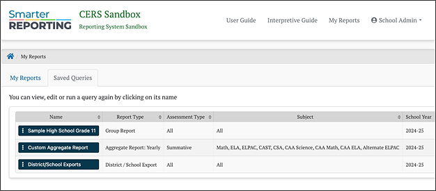 Custom Aggregate Report in the Saved Queries tab.