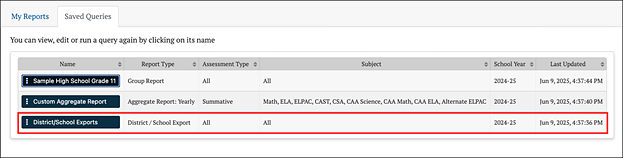 query added to the saved query tab.
