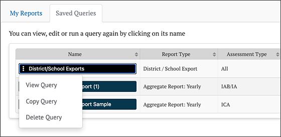 Saved Query dropdown.