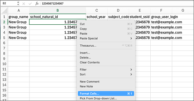 where to find Format Cells.