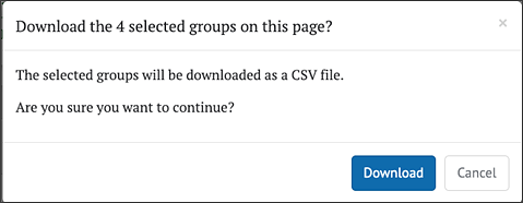 download groups pop-up menu message.