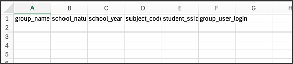 template downloaded Excel document.