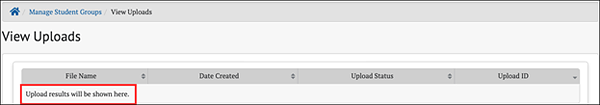 message when no student group files are uploaded.