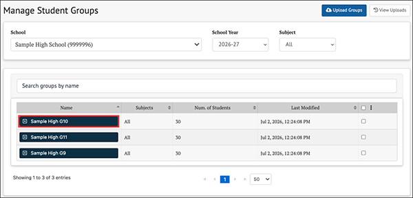 manage student groups for a specific groups.
