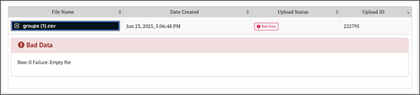 Graphical user interface Empty File error.