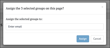 assign groups pop-up menu message.