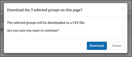 download groups pop-up menu message.