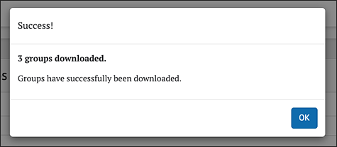 download groups pop-up menu message.