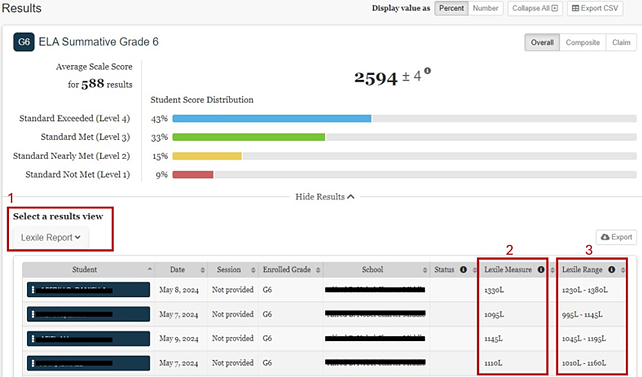 Screenshot of Lexile Measure and Lexile Range. 