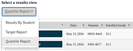 Screenshot of Select a Results View for Quantile Report.