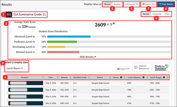 lexile results page.
