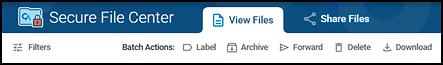 Batch Action buttons, which are Label, Archive, Forward, Delete, and Download