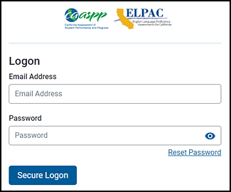 Test Administrator Interface Logon screen.