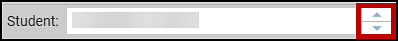 Top of the THSS screen with the Student Name toggle arrow indicated.