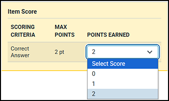 Points Earned drop-down list.