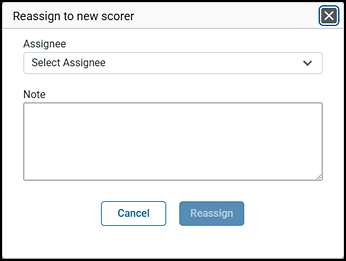 Reassign to new scorer dialog box.