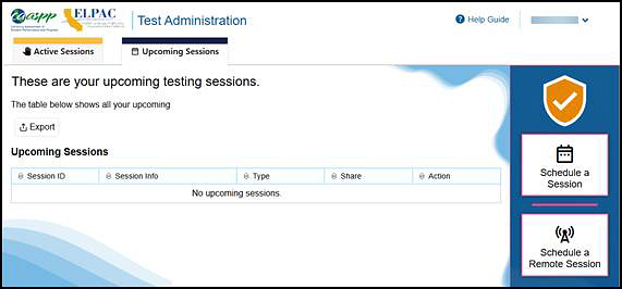 Upcoming Sessions tab with Schedule a Session and Schedule a Remote Session buttons.