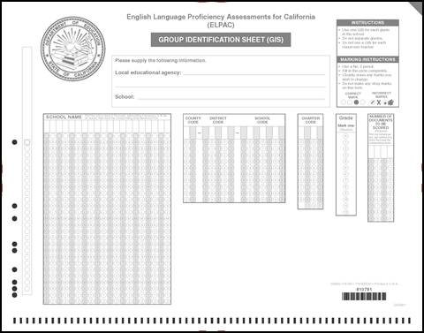 ELPAC Group Identification Sheet (GIS) form