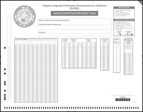 ELPAC Group Identification Sheet (GIS) form