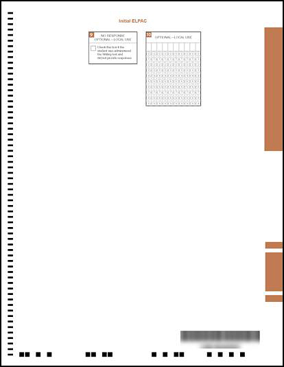 Sample kindergarten InitialELPAC Answer Book back cover.