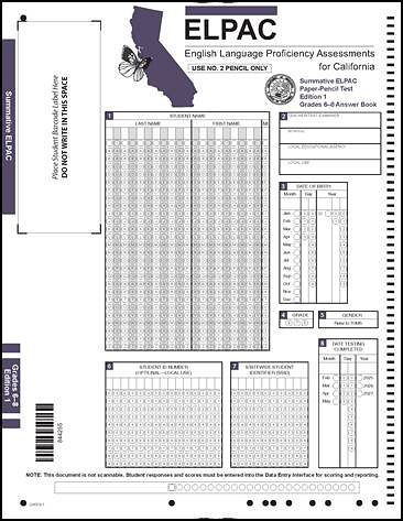 Sample cover of an Answer Book for grade span six through eight.